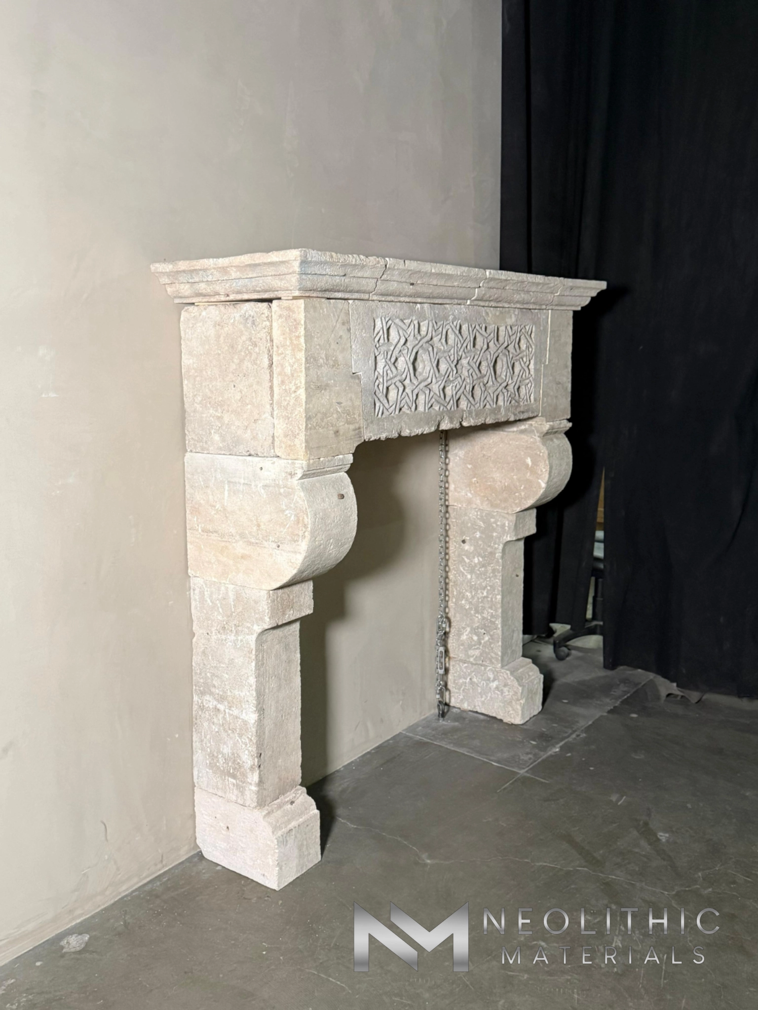 Reclaimed Limestone Fireplace - Image 3